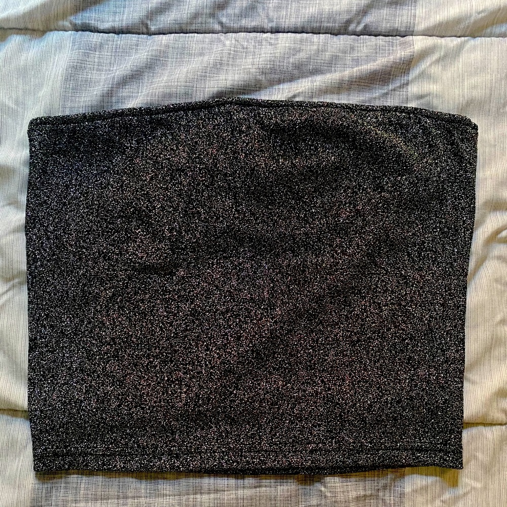 Grey and black sparkly tube top